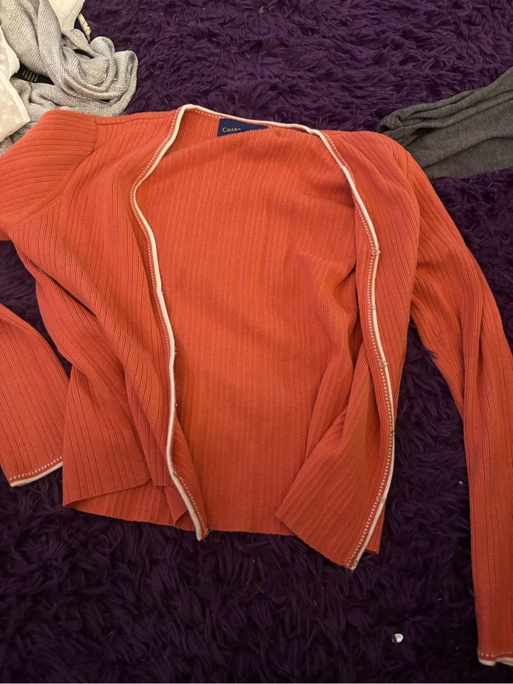 Charter Club Orange Ribbed sweater
